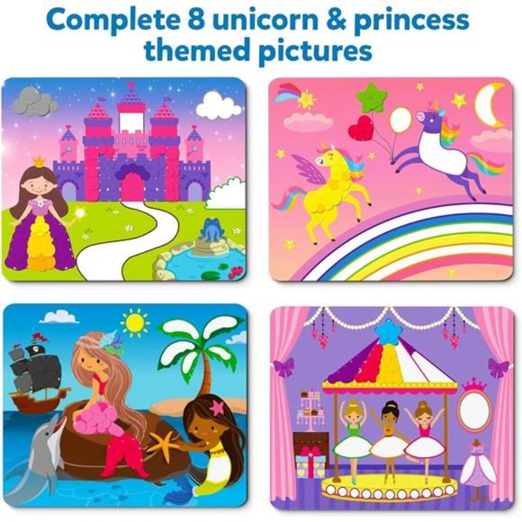 Art Activity-Dot It Unicorns & Princesses,No Mess StickerArt for Kids,Craft Kits - Picture 6 of 7